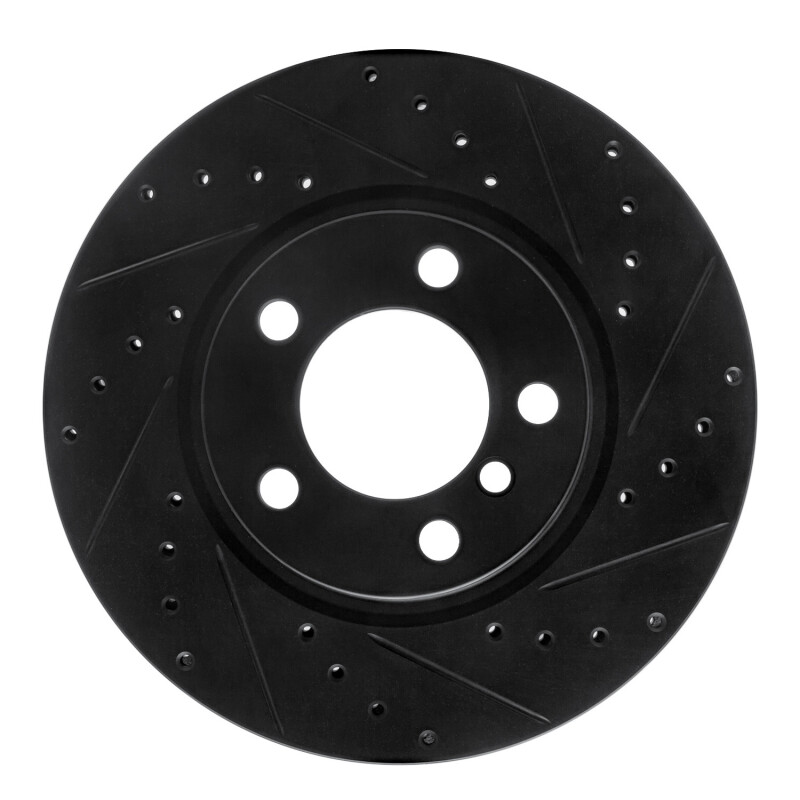 Mini Cooper Paceman Brake Rotor (1) - Front Right - R1 Concepts - Drilled & Slotted - Black - `11-`16
